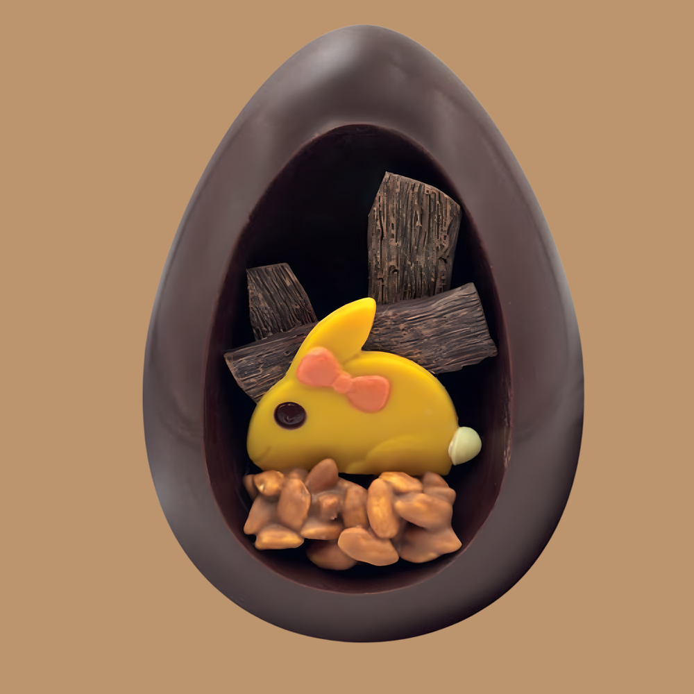 Chocolate Egg + Bunny | Slitti - Farm Bunny – Handcrafted Easter Chocolate Egg