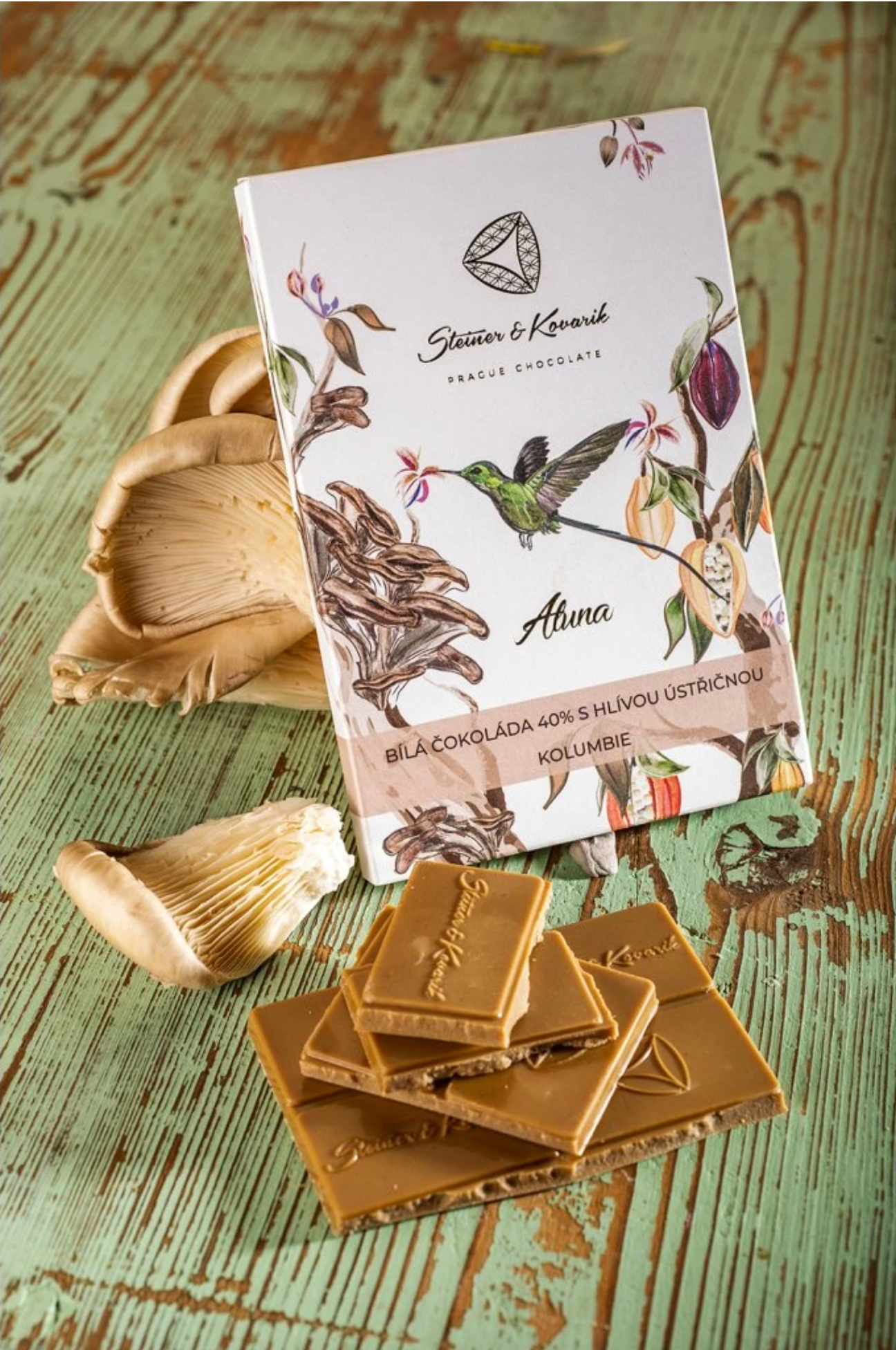 Prague Chocolate - White Chocolate 40% with Oyster Mushrooms