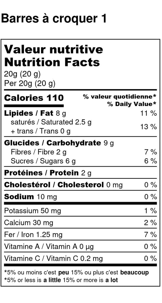 Nutrition Facts Allo Simonne - Dark Chocolate Gianduja with Hazelnut Praline, Montréal | ICA 2026 Canadian Silver