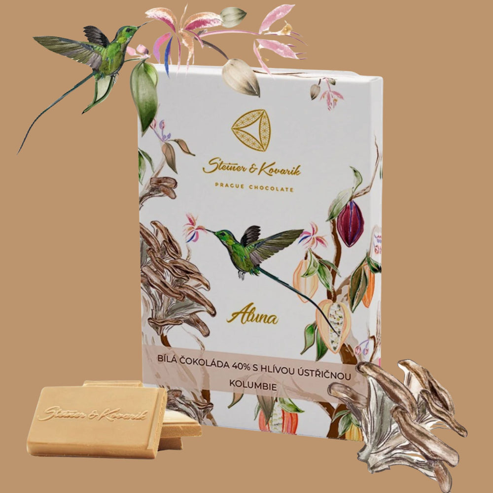 Prague Chocolate - White Chocolate 40% with Oyster Mushrooms